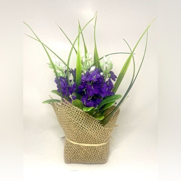 BNWT Midwest Gifts Burlap Wrapped Flower Bunch. - Picture 3 of 3